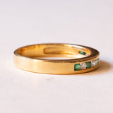 Anello vintage in oro 18K con smeraldi (0.12ctw ca.) e diamanti (0.10ctw ca.), anni ‘70