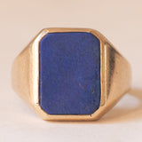 Anello vintage da sigillo in oro 9K con lapislazzuli, anni ‘60/‘70
