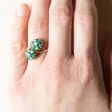 Anello Toi et Moi vintage in oro 18K con turchesi, anni '50/'60