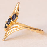 🌱Anello vintage in oro giallo 18K con zaffiri, anni ‘70