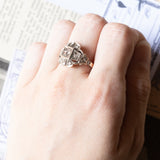 Art Nouveau ring in 14K gold and silver with rosette cut diamonds, 1920s