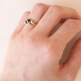 Anello vintage in oro 18K con zaffiri e diamanti, anni ‘60