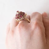 Anello vintage in oro 18K con rubini, anni ‘60/‘70