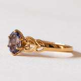 Anello vintage in oro 8K con iolite viola, anni ‘70/‘80