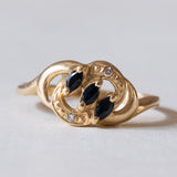 Anello vintage in oro 18K con topazi e diamanti, anni ‘50/‘60