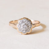 Bague marguerite ancienne en or 18 carats et diamants, années 1930/40