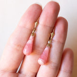 Orecchini vintage in oro 8K con rodocrosite, anni ‘70/‘80