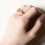 Anello vintage in oro 9K con topazio rosa, anni ‘80