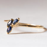 Anello vintage in oro 14K e zaffiri, anni ‘60/‘70
