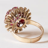 Anello vintage in oro 18K con rubini, anni ‘60/‘70