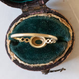 Anello vintage in oro 14K con smeraldo cabochon e diamanti, anni ‘60