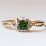 Anello vintage in oro 8K e cromodiopside, anni ‘80