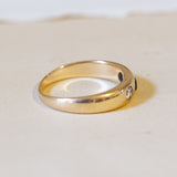 Anello gypsy vintage in oro 14K con zaffiro (0.10ct ca.) e diamanti (0.24ctw ca.), anni ‘50