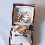 Orecchini vintage in oro giallo, bianco e rosa 18K, anni '70