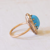 Bague Turquoise Antique en Or 18K et Perles, 1930s