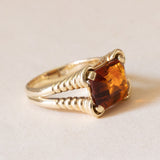 Vintage cocktail ring in 14K gold with citrine quartz, 1960s