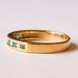 Anello vintage in oro 18K con smeraldi (0.12ctw ca.) e diamanti (0.10ctw ca.), anni ‘70