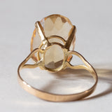 Anello vintage da cocktail in oro 18K con quarzo citrino (6ct ca.), anni ‘50/‘60