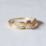 Solitario vintage in oro 18K con pietra imitazione di diamante, anni '60/'70