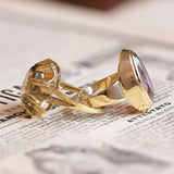 Anello vintage da cocktail in oro 14K con quarzo fumé, anni ‘70
