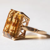 Anello vintage da cocktail in oro 18K con quarzo citrino (15ct ca.), anni ‘60