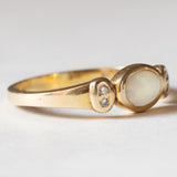 Anello vintage in oro 14K con opale e diamanti, anni ‘60/‘70