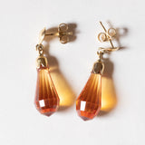 Orecchini vintage pendenti in oro giallo 18K con zaffiri arancioni, anni '70/'80