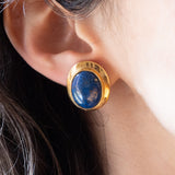 Orecchini vintage in oro giallo 18K con lapislazzuli, anni ‘60
