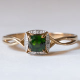 Anello vintage in oro 8K e cromodiopside, anni ‘80