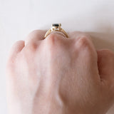 Anello solitario vintage in oro 14K con tsavorite verde, anni ‘70