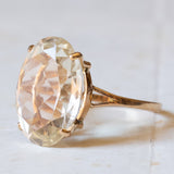 Vintage 18K Gold Cocktail Ring with Light Green Quartz, 1960s