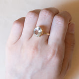 Anello vintage in oro 18K con acquamarina, anni ‘50/‘60