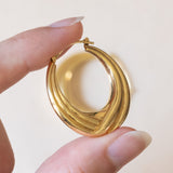 Orecchini vintage a cerchio in oro 14K a canna vuota, anni ‘70