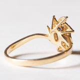 Anello vintage a margherita in oro 18K con zaffiro e diamanti, anni ‘70