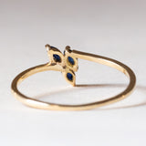 Anello vintage in oro 14K e zaffiri, anni ‘60/‘70