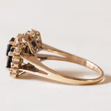 Anello vintage in oro 14K con zaffiri e diamanti (0.28ctw ca.), anni ‘70