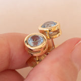 Orecchini vintage in oro 14K con topazi azzurri, anni ‘60/‘70