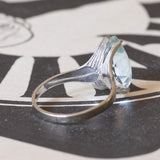 Anello vintage in oro bianco 18K con acquamarina, anni ‘70/‘80