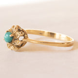 Anello vintage in oro giallo 18K con turchese, anni ‘50/‘60