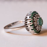 Vintage 14K white gold ring with emeralds (1.48ctw approx.) And diamonds (0.40ctw approx.), 60s / 70s