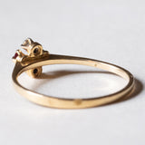 Anello vintage in oro 18K con rubini e diamanti, anni ‘80