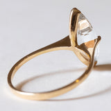 Anello vintage in oro 18K con quarzo azzurro, anni ‘50/‘60