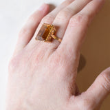 Anello vintage da cocktail in oro 18K con quarzo citrino (15ct ca.), anni ‘60