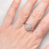 Anello a fiocco di neve in platino con diamanti di taglio brillante (0.50ctw), anni ‘70/‘80