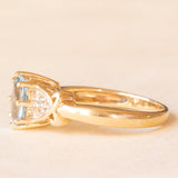 Vintage 9K yellow gold ring with aquamarine (0.60ct approx.) and diamonds (0.03ctw approx.), year 1983