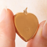 Винтажная фотоподвеска в форме сердца с фольгой из желтого золота 9 карат, 60-е годы.