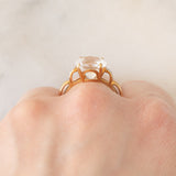 Anello da cocktail in oro giallo 9K con quarzo chiaro (3.40ct) e diamanti