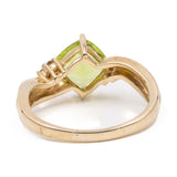 Anello vintage in oro giallo 9k con peridoto e diamanti