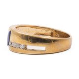 ANELLO A FASCIA VINTAGE IN ORO GIALLO 8K CON LAPISLAZZULO E ZIRCONI BIANCHI ANNI 70'/80'
