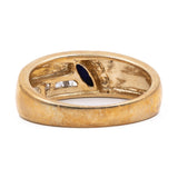 ANELLO A FASCIA VINTAGE IN ORO GIALLO 8K CON LAPISLAZZULO E ZIRCONI BIANCHI ANNI 70'/80'
